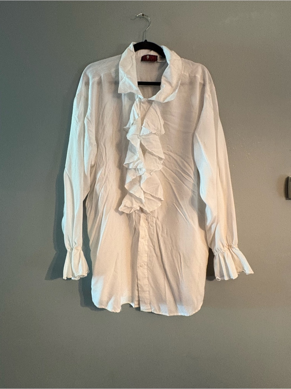 Vintage Morbid Threads White Ruffled Button-Up Shirt Vampire Pirate Renaissance